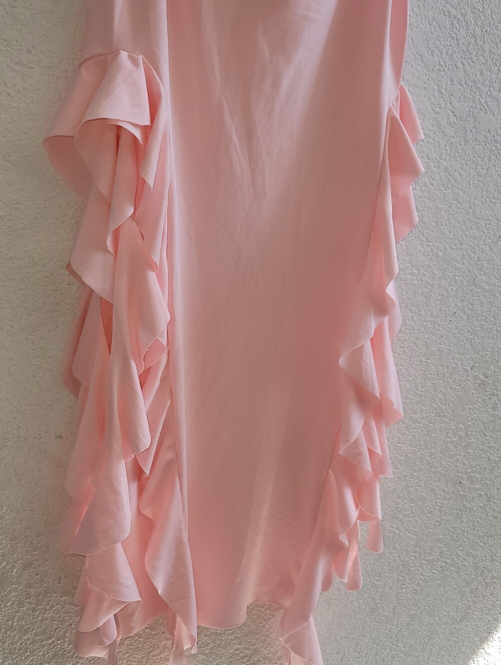 Strapless Pink Ruffle Column Dress - Picture 10 of 10